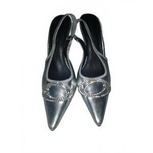 Lemonade Interlocking Women's Diamante Detail Pointed Toe Slingbackheel,8